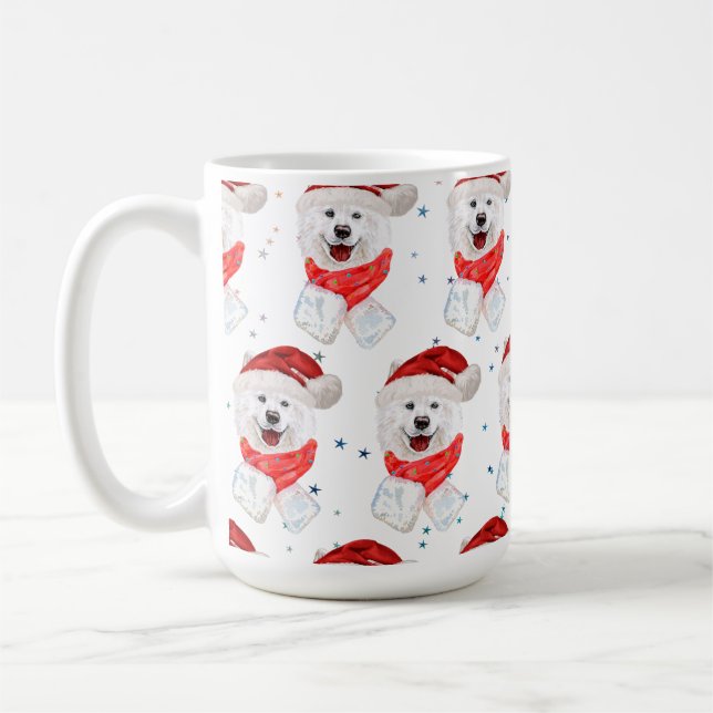 Samoyed Dog Breed Christmas Stars Coffee Mug (Left)