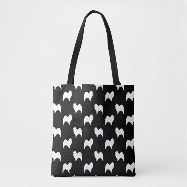 Samoyed Dog Breed Silhouettes Patterned Tote Bag (Front)