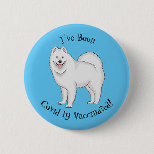 Samoyed dog cartoon illustration 2 inch round button