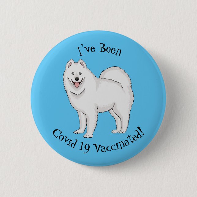 Samoyed dog cartoon illustration 2 inch round button (Front)
