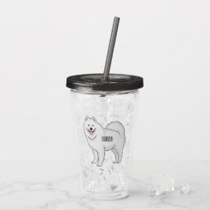 Samoyed dog cartoon illustration acrylic tumbler