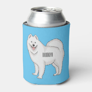 Samoyed dog cartoon illustration can cooler