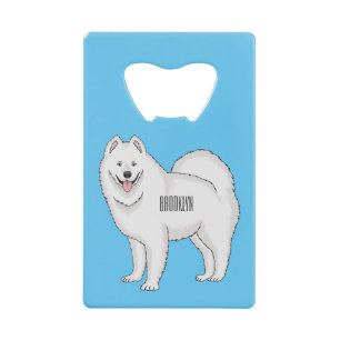 Samoyed dog cartoon illustration credit card bottle opener