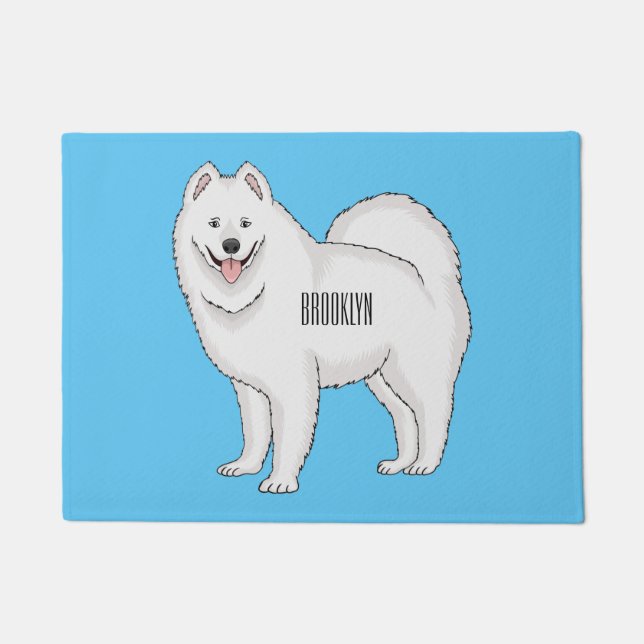 Samoyed dog cartoon illustration doormat (Front)