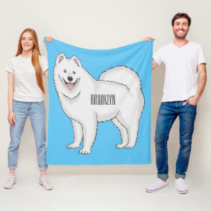 Samoyed dog cartoon illustration  fleece blanket
