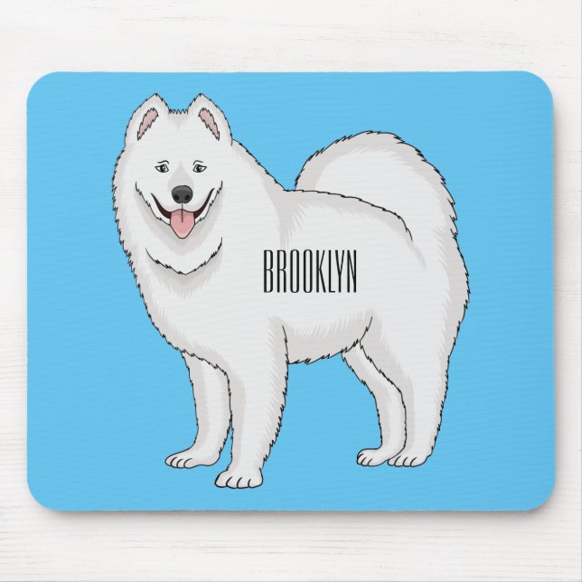 Samoyed dog cartoon illustration mouse pad (Front)