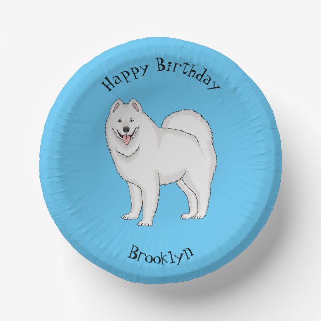 Samoyed dog cartoon illustration  paper plate (Front)