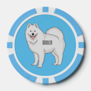 Samoyed dog cartoon illustration poker chips