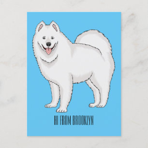 Samoyed dog cartoon illustration  postcard