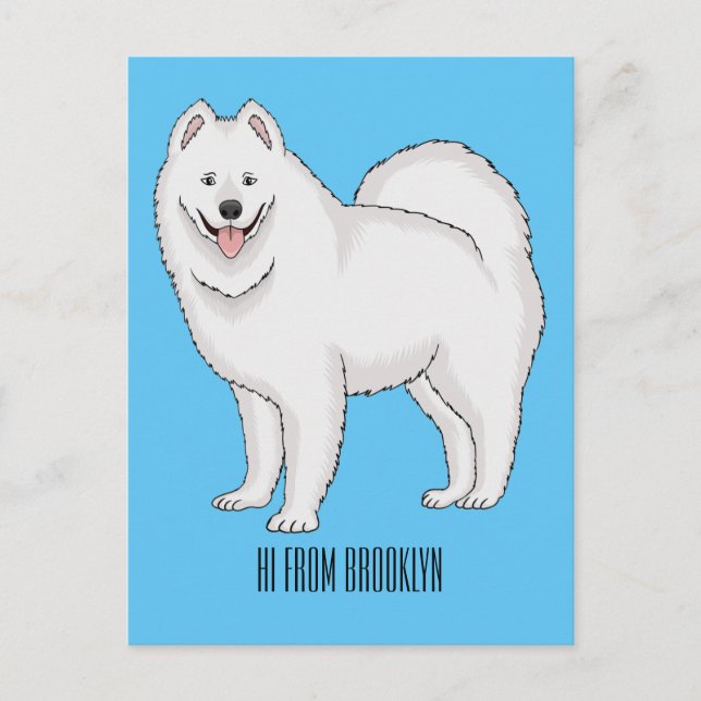 Samoyed dog cartoon illustration  postcard (Front)