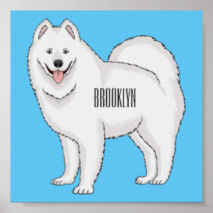 Samoyed dog cartoon illustration poster