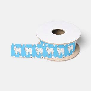 Samoyed dog cartoon illustration satin ribbon