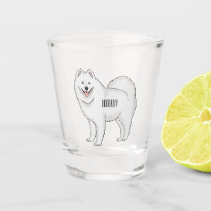 Samoyed dog cartoon illustration shot glass