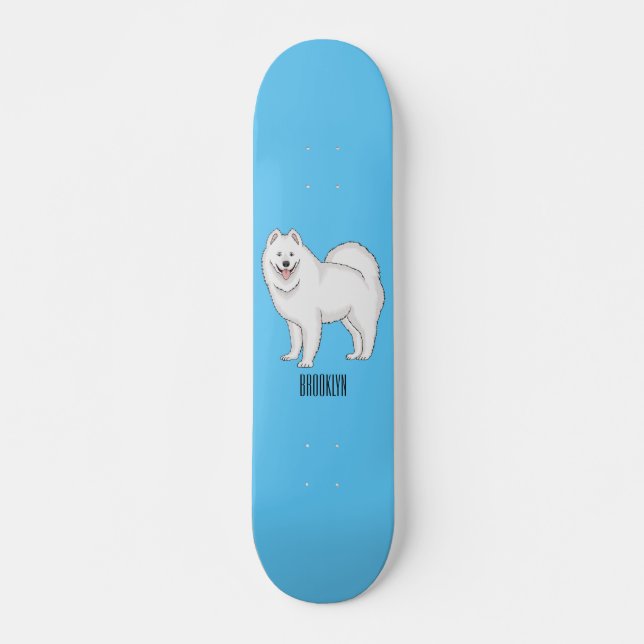 Samoyed dog cartoon illustration skateboard (Front)