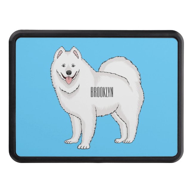 Samoyed dog cartoon illustration  trailer hitch cover (Front)