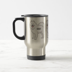 Samoyed dog cartoon illustration travel mug