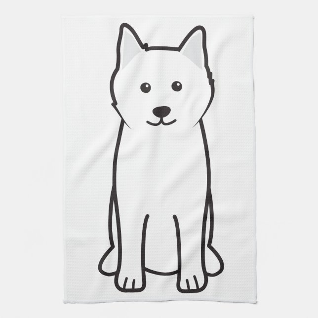 Samoyed Dog Cartoon Kitchen Towel (Vertical)