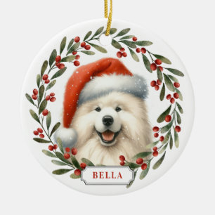 Samoyed Dog Ceramic Circle Ornament