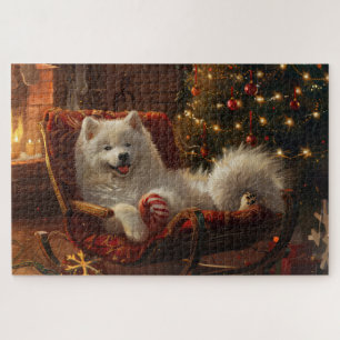 Samoyed Dog Christmas Festive  Jigsaw Puzzle