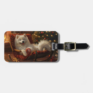 Samoyed Dog Christmas Festive Luggage Tag