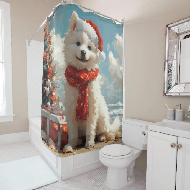Samoyed Dog Christmas Vintage Beach (In Situ)