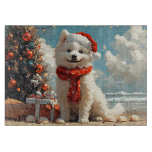 Samoyed Dog Christmas Vintage Beach Cutting Board