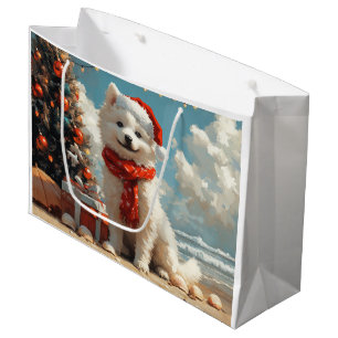 Samoyed Dog Christmas Vintage Beach Large Gift Bag