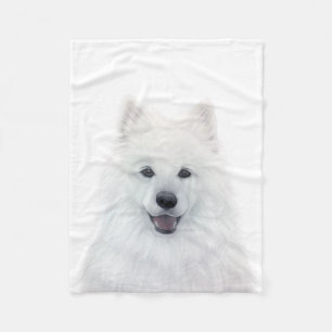 Samoyed Dog Fleece Blanket by miart
