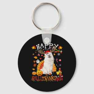 Samoyed Dog Halloween Christmas Dog Happy Hallotha Keychain