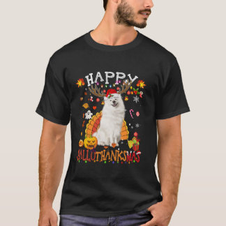 Samoyed Dog Halloween Christmas Dog Happy Hallotha T-Shirt