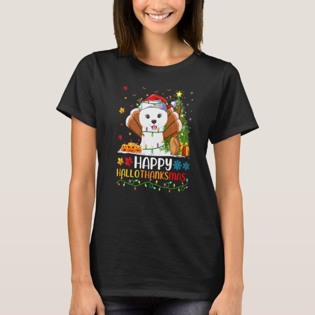 Samoyed Dog   Happy Samoyed Hellothanksmas T-Shirt (Front)