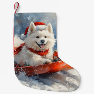 Samoyed Dog in Sledge Let it Snow Christmas Small Christmas Stocking