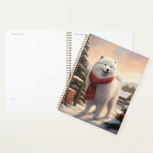 Samoyed Dog in Snow Christmas Planner