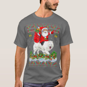 Samoyed Dog Lover Ugly Santa Riding Samoyed Christ T-Shirt