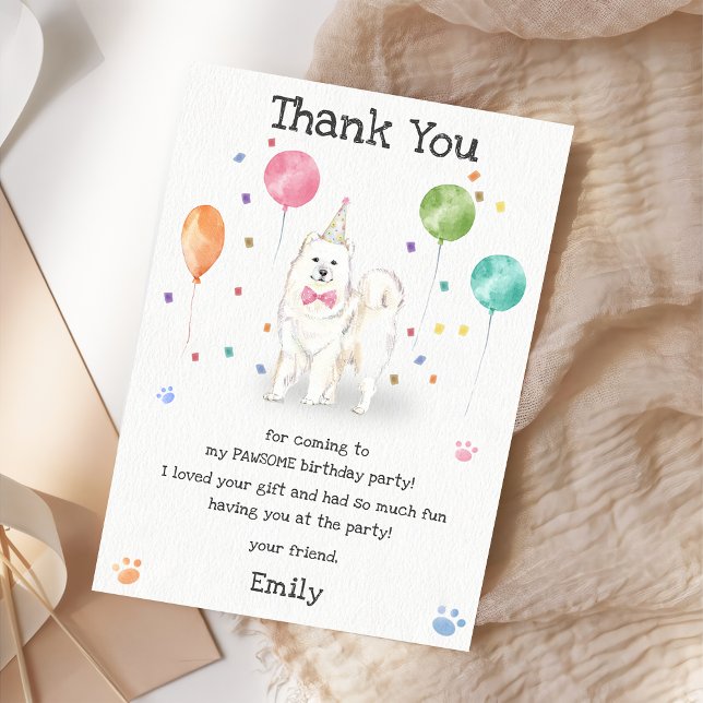 Samoyed Dog Puppy Dog Birthday Thank You Card (Creator Uploaded)