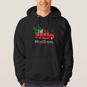 Samoyed Dog Riding Red Truck Christmas Hoodie