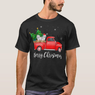 Samoyed Dog Riding Red Truck Christmas T-Shirt