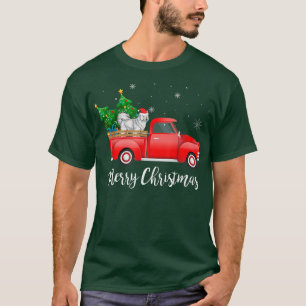 Samoyed Dog Riding Red Truck Christmas T-Shirt