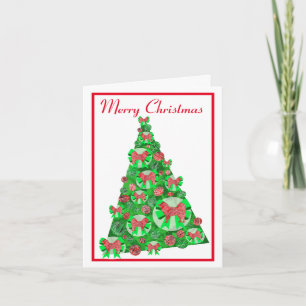 Samoyed Dog Silhouette Christmas Tree White Card