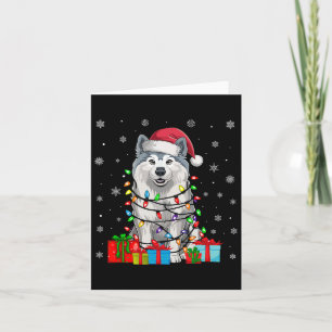 Samoyed Dog Ugly Xmas Lights Santa Hat Samoyed Dog Card