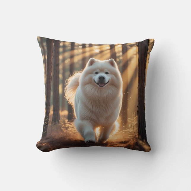 Samoyed Elegant Throw Pillow (Front)