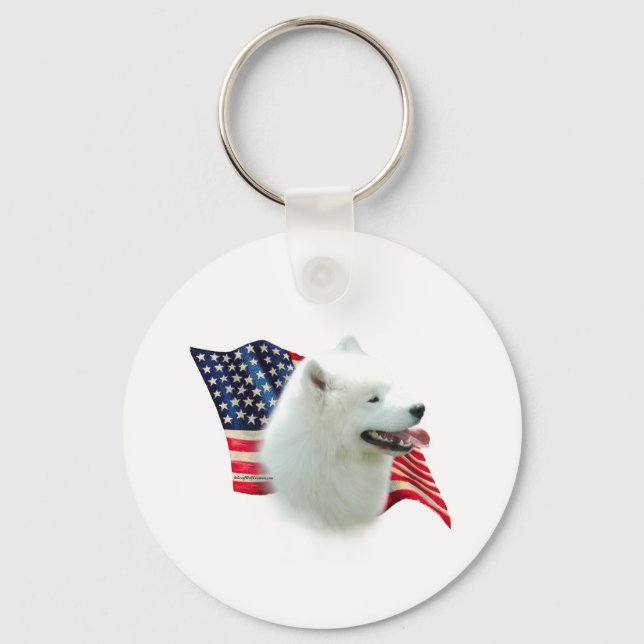 Samoyed Flag Keychain (Front)