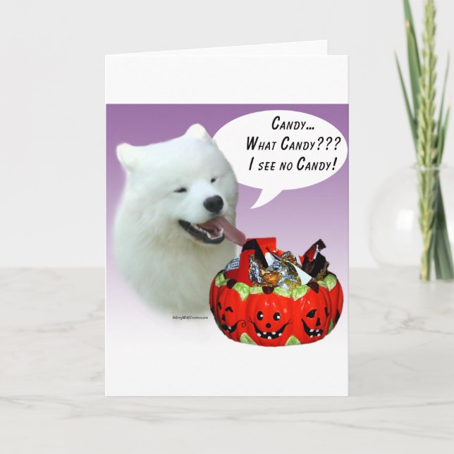 Samoyed Halloween Candy Card (Front)