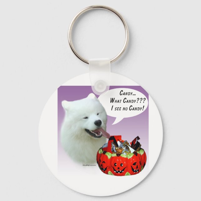 Samoyed Halloween Candy Keychain (Front)