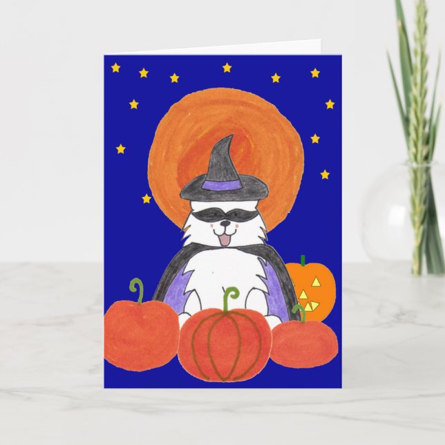Samoyed Halloween Moon Card (Front)
