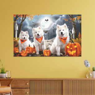 Samoyed Halloween Spooky Canvas Print