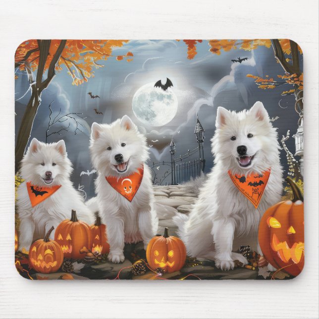 Samoyed Halloween Spooky Mouse Pad (Front)