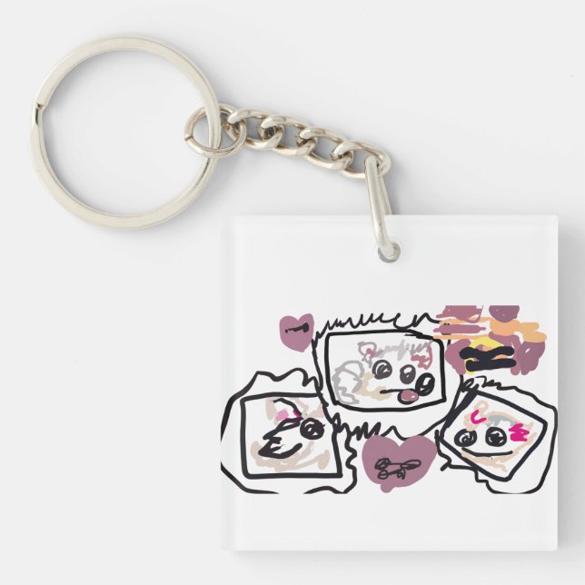 Samoyed Hearts  Keychain (Front)
