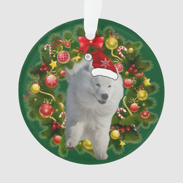 Samoyed Holiday Circle Ornament (Front)