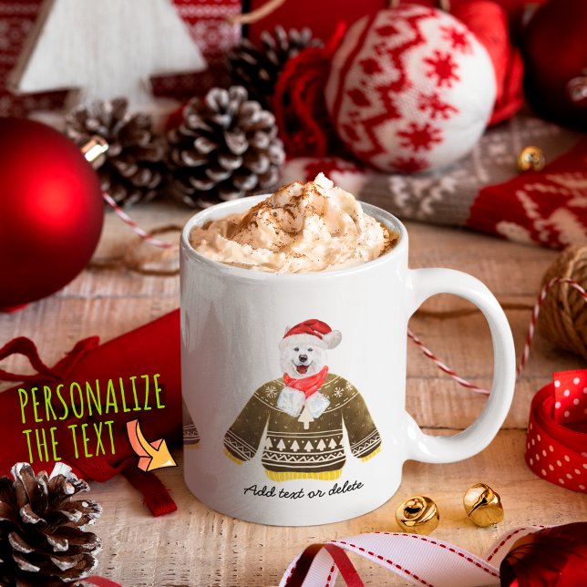 Samoyed Holiday Wearing Ugly Sweater Xmas Dog Coffee Mug (Creator Uploaded)